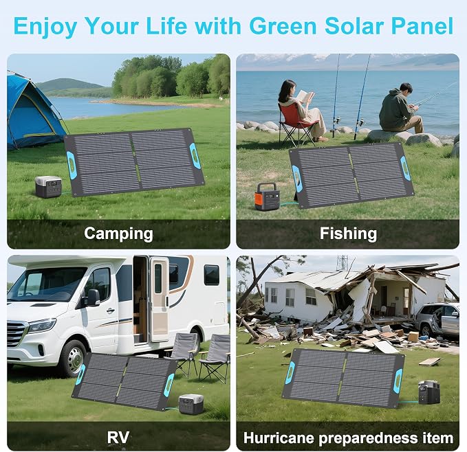 110W Portable Solar Panel for Power Station, 23.5% High Efficiency ETFE Foldable Solar Panels Charger, QC3.0 USB-A &Type-C Output, IP67 Waterproof for RV, Outdoor Camping, Off Grid Blackouts
