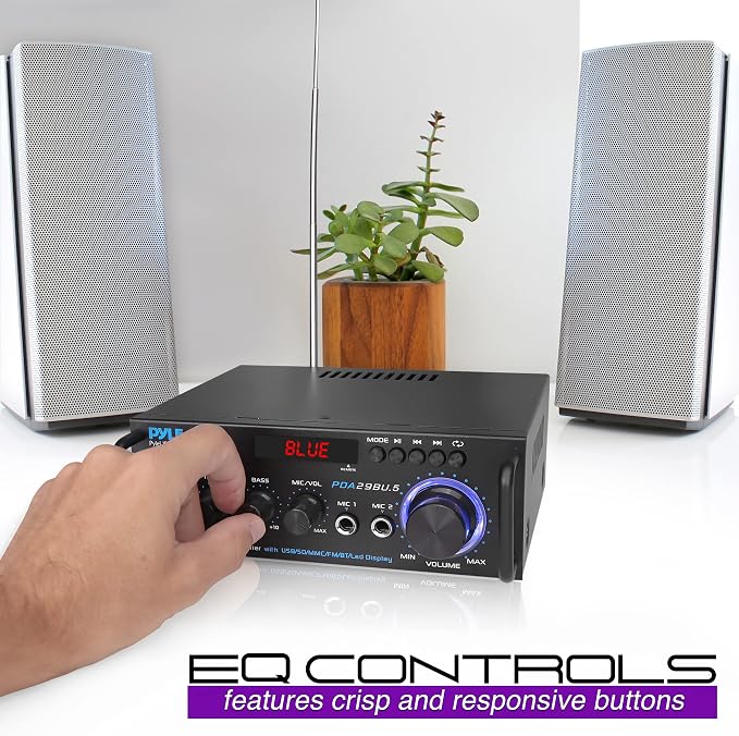 Pyle 300 Watt Waterproof Indoor Outdoor Speakers and 200W Bluetooth Stereo Amplifier Bundle