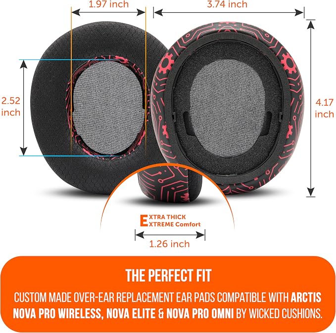 WC Freeze Nova Pro Wireless - Cooling Gel Earpads for Arctis Nova Pro Wireless, Nova Elite & Nova Pro Omni (Doesn’t Fit Other Models), by Wicked Cushions, Extra Thick & Comfortable | Techne