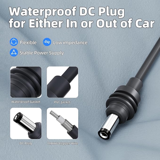 Starlink Mini Car Adapter 10FT/3M with 100W Dual Ports and Voltmeter | Waterproof DC Plug, Starlink Mini Accessories Charging While Powering Mini Starlink