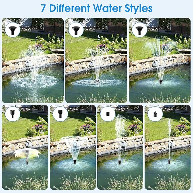 POPOSOAP 12W Solar Water Fountain Pump, Solar Water Pump with Flow Adjustable, Solar Pond Pump with Water Shortage Protection & 16.5FT Cord for Ponds, Garden, Waterfall, Hydroponics-P112H