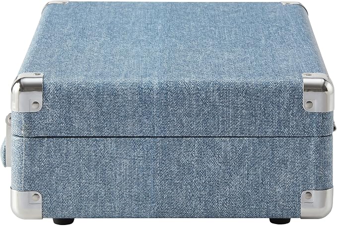 Crosley CR8005F-WD Cruiser Plus Vintage 3-Speed Bluetooth in/Out Suitcase Vinyl Record Player Turntable with Built-in Speakers, Washed Denim