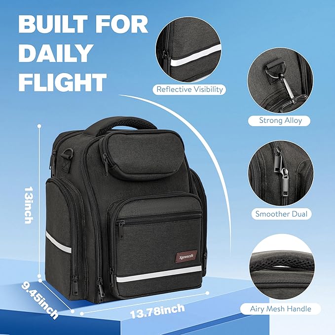 Flight Bag for Pilots, Pilot Bag for Aviation Headset with Padded Protection, Fits Aviation Headset, iPad & Flight Accessories, Multiple Pockets & Shoulder Strap, Gift for Pilots, Black (Bag Only)