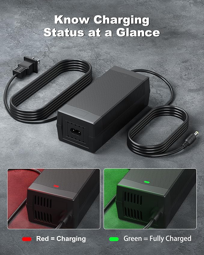 VHBW 54.6V 2A Charger Compatible with Ride1Up Portola, Turris, Cafe Cruiser, 700 Series, LMT'D V1 V2, Core-5 and 500 Series, ETL Listed, 5 Connector Tips, 8.2 FT Cord