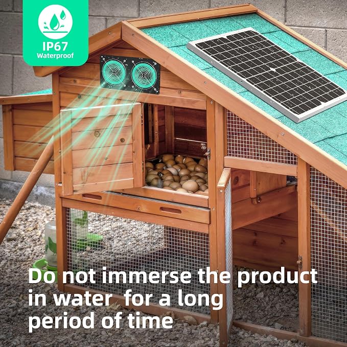 Solar Powered Exhaust Fan for Shed, 350 CFM High Airflow Solar Vent Fan with Dual Waterproof Fans, Outdoor Cooling Ventilation for Chicken Coop, Greenhouse, Dog House | High Airflow, Dual Waterproof Fans, Outdoor Cooling Ventilation, For Chicken Coop, ...