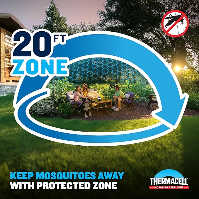 Thermacell E-ZoneGuard Glow Rechargeable Mosquito Repeller + Lantern with 20-Foot Zone of Scientifically Proven Outdoor Protection; 9-Hr Battery; 12-Hr Refill; Bug Spray Alternative; DEET-Free