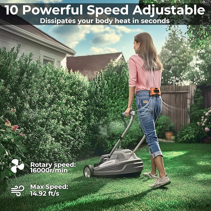 Portable Waist Fan, 20000mAh Rechargeable Personal Belt Fan, 16000RPM Shirt Fan, Dual Motors & Smart Display, 40H Cooling Body Fan for Outdoor Work Camping Travel Warehouse Hot Weather Essentials