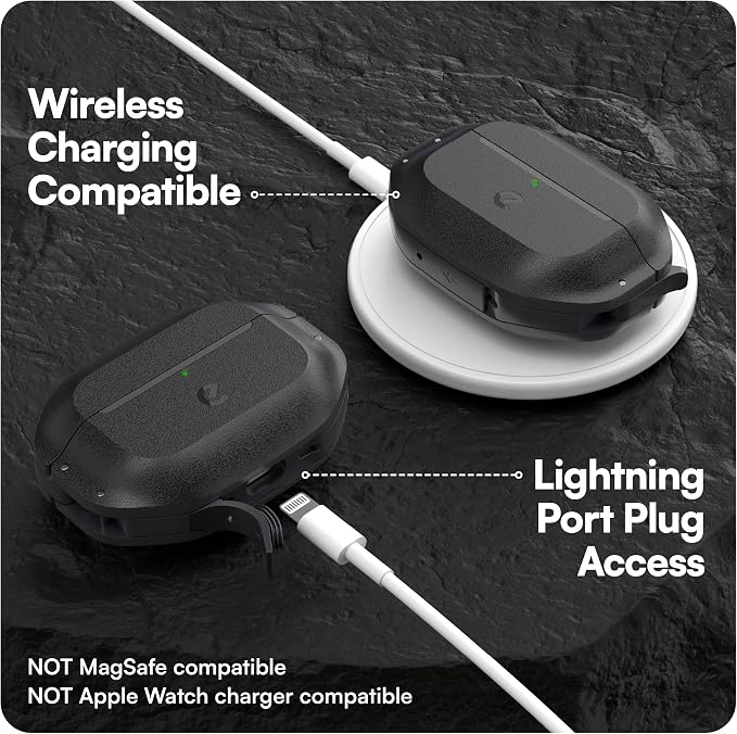 Keybudz for Waterproof AirPods Pro 3 Case with Lock - IP68 Waterproof and Dust Proof, Shockproof Protector, Heavy Duty Rugged Protection, Drop Proof Hard Cover for AirPods Pro 3rd Gen (Carbon Black)