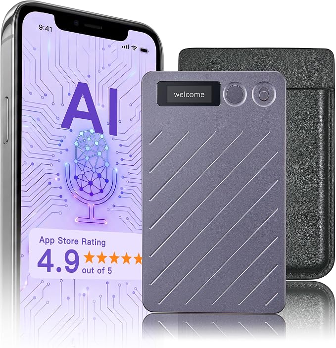 AI Voice Recorder (64GB) – Real-Time Transcription & Summarization | 152 Languages, Noise Cancellation & App Control for Meetings, Lectures, Interviews & Calls