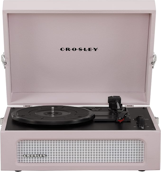 Crosley CR8017B-AM Voyager Vintage Portable Vinyl Record Player Turntable with Bluetooth in/Out and Built-in Speakers, Amethyst
