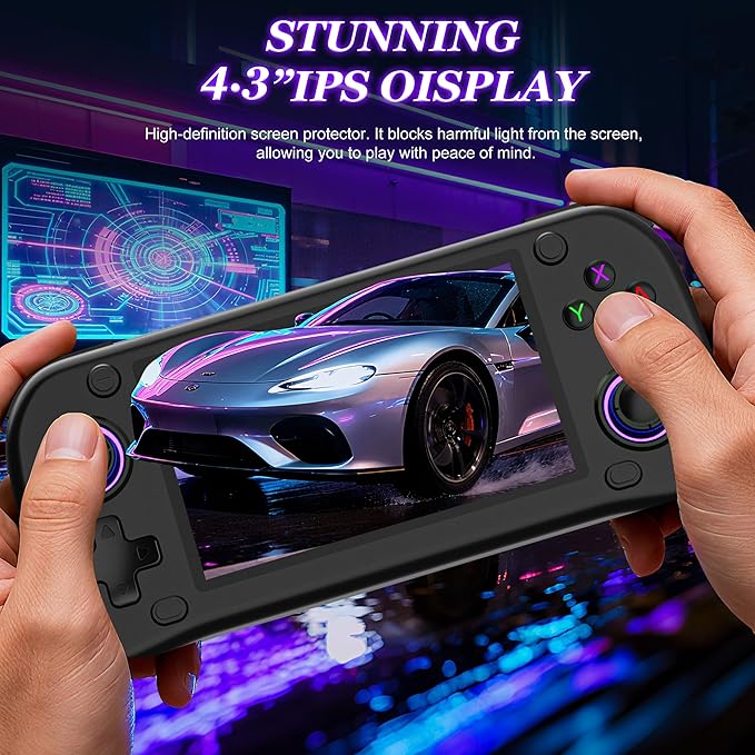 G28 Retro Handheld Game Console - 20,000+ Preloaded Retro Games, 4.3" IPS Screen, 64GB Expandable, Plug and Play Portable Gaming Console with OTG, 2000mAh Battery (Black)