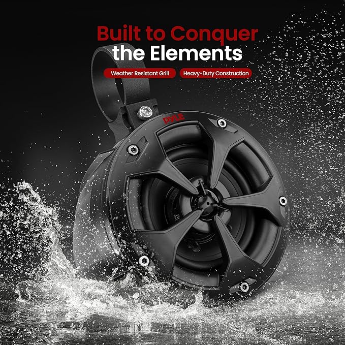 Pyle 4” Water-Resistant Off-Road Speaker System with 800 W Power, Compact Marine-Grade Audio for ATV, UTV, 4x4 and Jeep Vehicles – Durable Waterproof Speaker Design for Outdoor Use