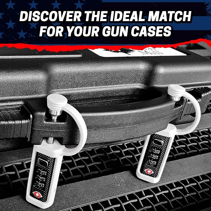 Cedar Mill TSA Approved Gun Case Lock Set Red & White – 3-Dial Cut-Resistant Combination Locks for Firearm Safety, Child-Safe Gun Locks for Rifle, Pistol & Travel Hard Cases
