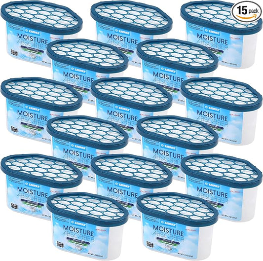 ZARPAX Moisture Absorber Fresh Cotton 6.5 oz/185g | Removes Moisture, Damp & Humidity | Odor Absorber With Fresh Cotton Fragrance | Moisture Trap for Bathroom, Closet, Kitchen | Set of 15