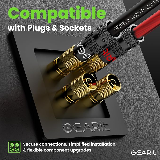 GEARit Speaker Wire 12 Gauge 100 ft,Speaker Cable with Foot Markers & Polarity Markings,12 Gauge Wire for Car Audio & Home Theater Speakers,Audio Cable for DIY Installations,CCA(Black Red)