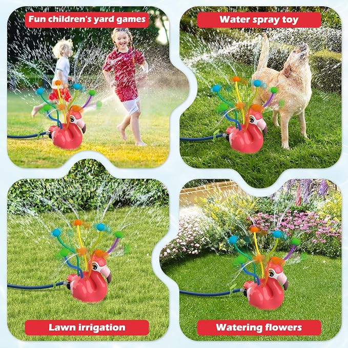 2-in-1 Water Sprinkler Toys for Kids, Outdoor Spinning Sprinkler Toy with Wiggle Water Tubes, Attaches to Garden Hose, Backyard Lawn Summer Water Toys for Toddlers Boys Girls Ages 3-8, Blue