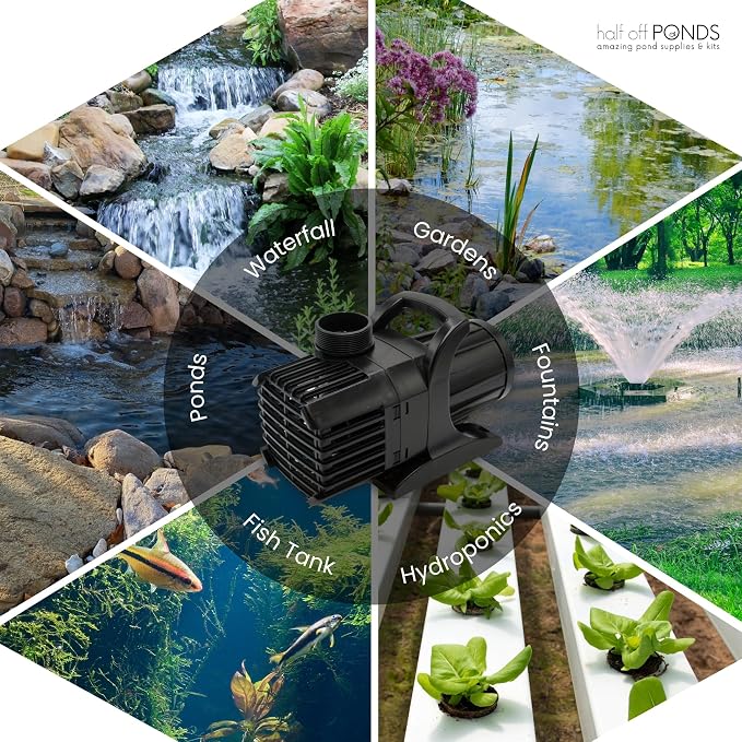 Aqua Pulse Submersible Pond Pump, 8,000 GPH, 100 ft Cord | 24 ft max head, 540W energy efficient, Ultra quiet, For koi ponds, Waterfalls, Fountains
