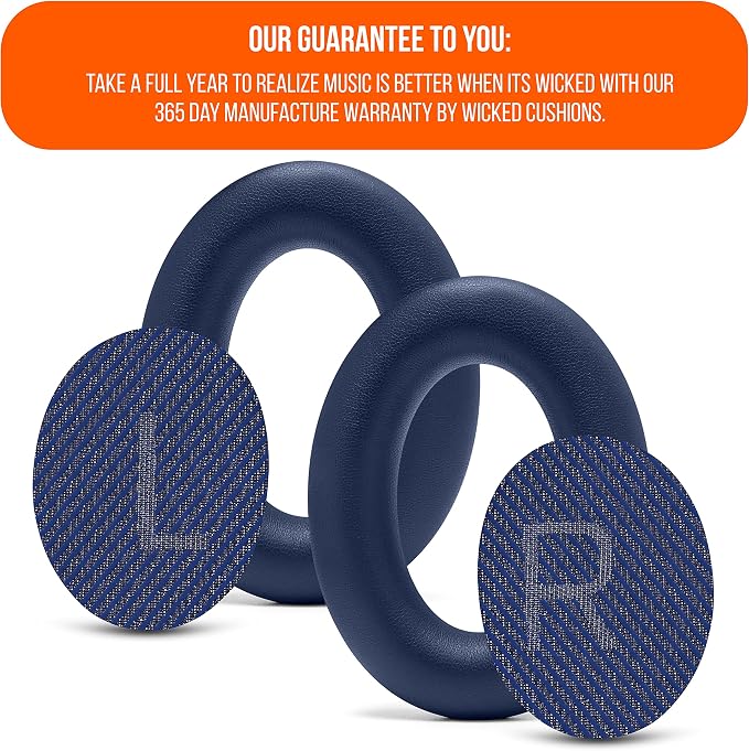 WC PadZ QC45 - Earpads for Bose QuietComfort 45 / QuietComfort Se/QuietComfort Wireless, Made by Wicked Cushions | Extra Thick Cushion | Premium Durable Stitching | Midnight Blue