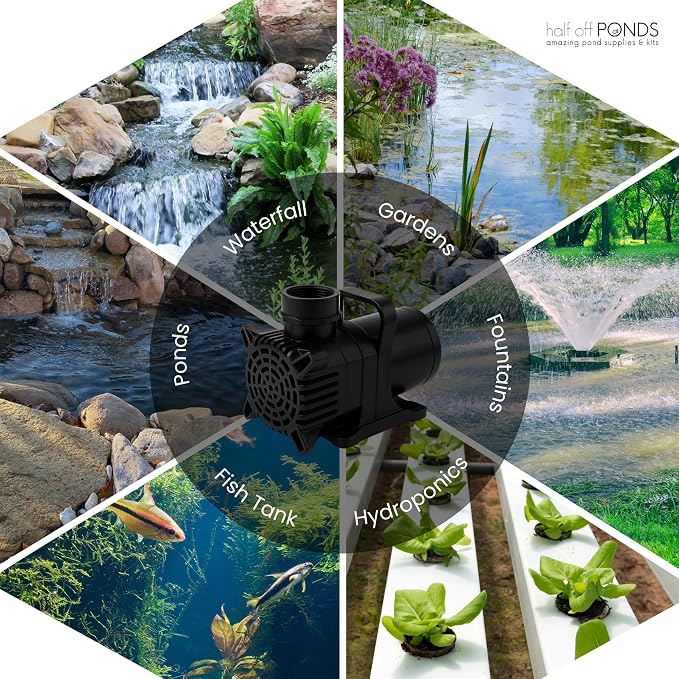 Aqua Pulse Submersible Pond Pump, 1,600 GPH, 33 ft Cord | 18 ft max head, 156W energy efficient, Ultra quiet, For koi ponds, Waterfalls, Fountains