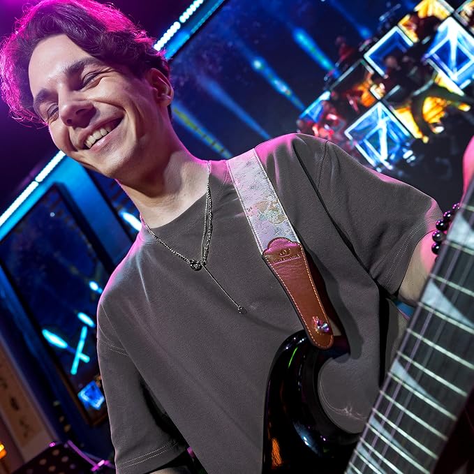 Guitar Strap, embroidery Jacquard Adjustable Guitar Straps for Acoustic/Bass/Electric Guitar, Includes Guitar Pick, Strap Button and Strap Lock, Constellation Gift (Gemini)
