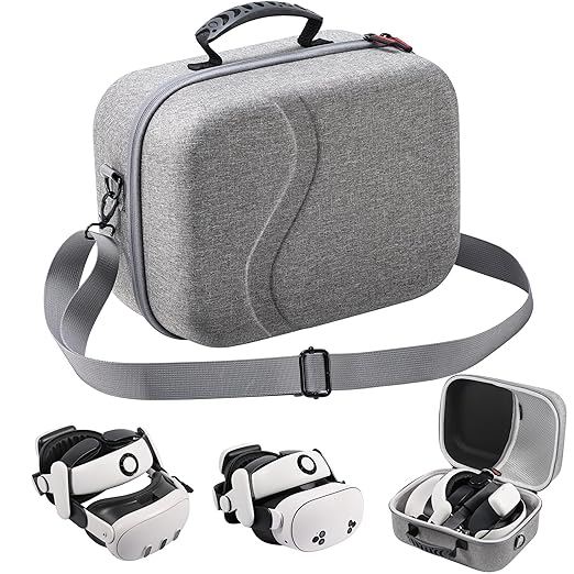 Large Carrying Case for Meta Quest 3S/3, Hard Travel Case Compatible with BOBOVR S3 Pro/KIWI Design Battery Head Strap, Quest Controller and Accessory, Portable Hard Shell Travel Bag, Grey