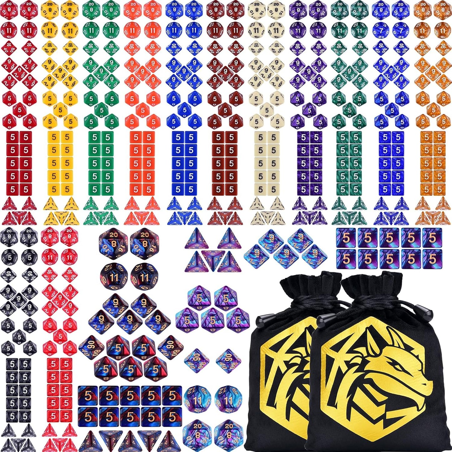 Extended RPG Dice Set 15 x 31 Polyhedral Dice (465pcs) for DND Tabletop Role-Playing Games (15 Colors - Classic)