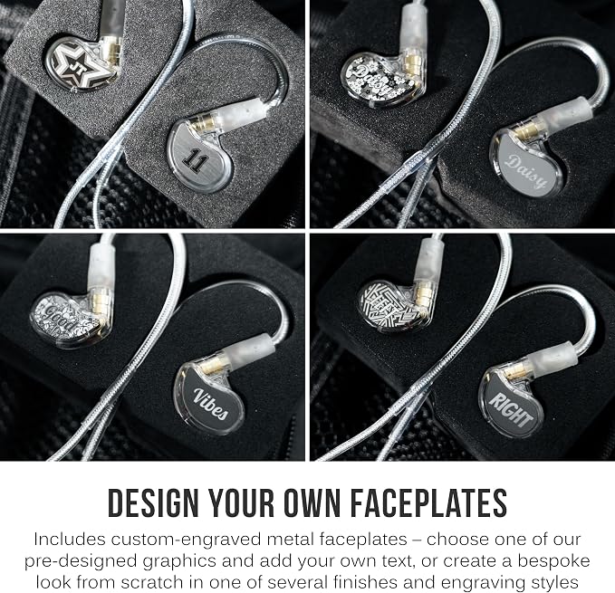 MEE audio Personalized M6 PRO in Ear Monitor Headphones for Musicians w/Engraved Metal Faceplates: Choose an Artwork and/or Add Custom Text, Noise Isolating Professional Earbuds w/Replaceable Cables