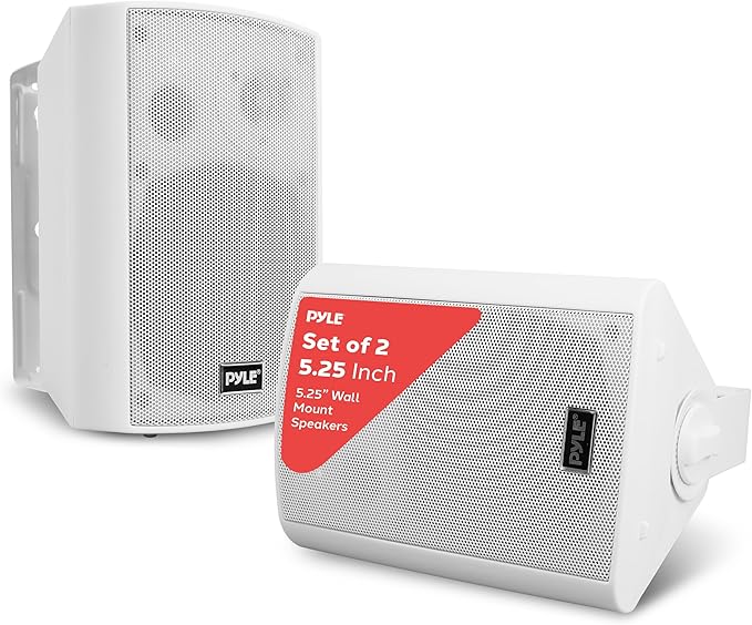 Pyle 5.25" Wall Mount Bluetooth Speakers, Waterproof Indoor/Outdoor Speaker System, 240W Max, Marine Grade, Wireless Music Streaming, Full Range Stereo, Suitable for Patio, Poolside, Home (White Pair)