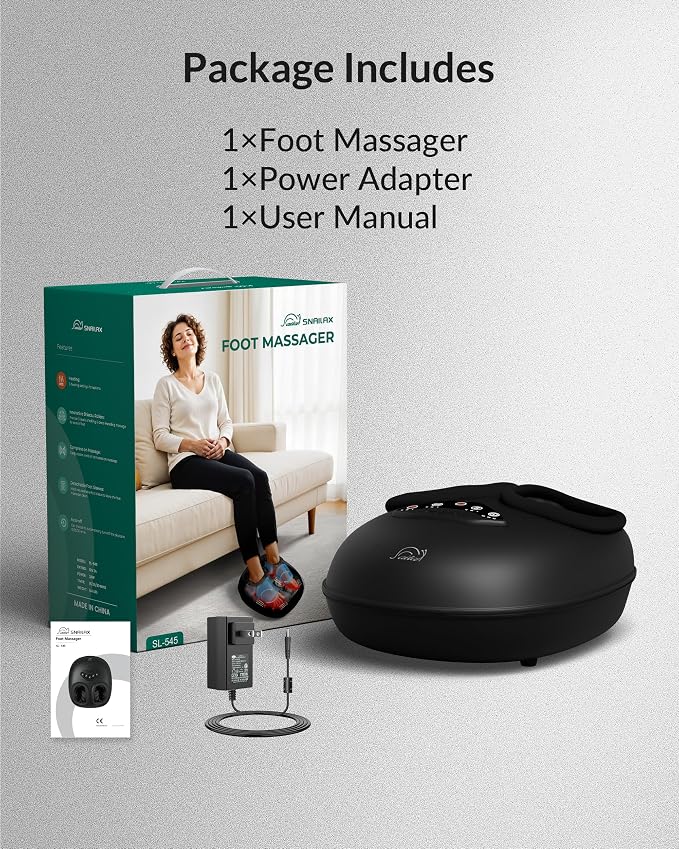 Snailax Shiatsu Foot Massager with Heat & Compression, Deep Kneading Foot Massager Machine with 3 Heat Levels & Timer, Full Foot Massage Fits Up to Men Size 14, Fathers Day Gift for Dad