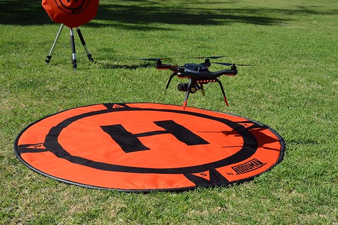 Hoodman 5 Foot Weighted UAV Drone Landing Pad fits Inspire 3, Inspire 2, Inspire 1, No Stakes Required, collapses to 1/3 of deployed size