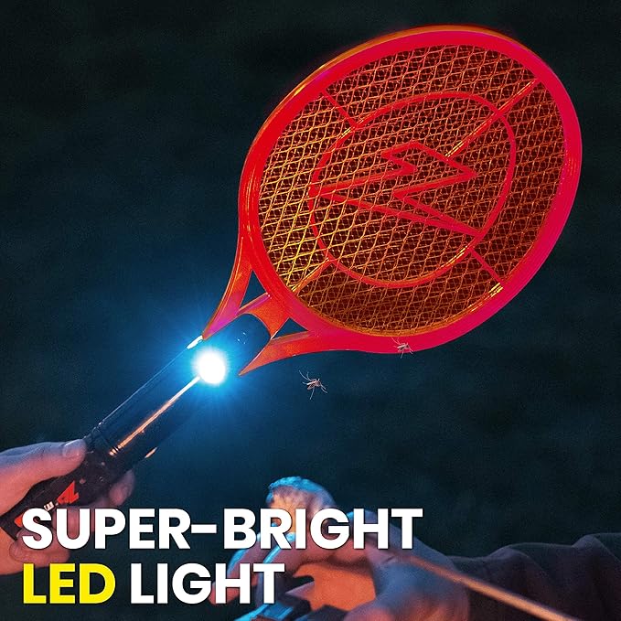 ZAP IT! Bug Zapper Rechargeable Bug Zapper Racket, 4,000 Volt, USB Charging Cable, 2 Pack