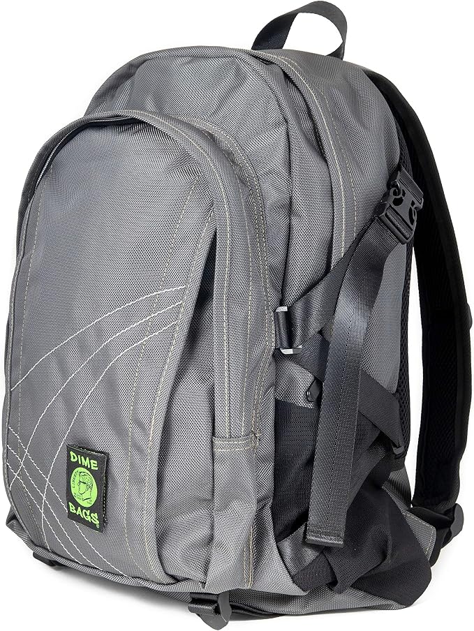 Dime Bags Backpack For Travel & School, Water-Resistant Exterior, 9 Storage Compartments & 2 Side Bottle Pockets, Fits 17” Laptop, Adjustable Padded Straps, Hidden Internal Pocket (Graphite)