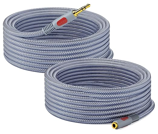 200ft Long Stereo Audio Extension Cord 3.5mm Double Shielded Female to Male AUX Adapter