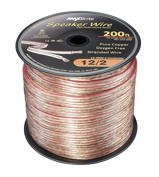 200 ft. Spool High Performance 12 Gauge Speaker Wire, Oxygen Free Pure Copper - UL Listed Class 2