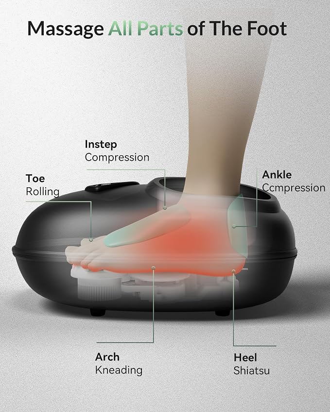 Snailax Shiatsu Foot Massager with Heat & Compression, Deep Kneading Foot Massager Machine with 3 Heat Levels & Timer, Full Foot Massage Fits Up to Men Size 14, Fathers Day Gift for Dad