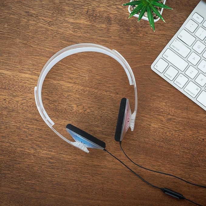 Koss KPH30i Clear Retro Style On-Ear Headphones, in-Line Microphone and Touch Remote Control, D-Profile Design, Wired with 3.5mm Plug, 90s Transparent Design