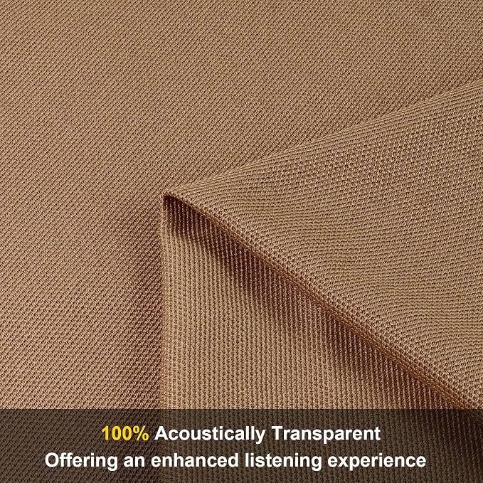 96" x 54" Speaker Grill Cloth, Stereo Grill Mesh Fabric Dustproof Replacement for Custom Cabinets Speaker Cloth Restoration Home Audio Decor Subwoofer Covers Brown