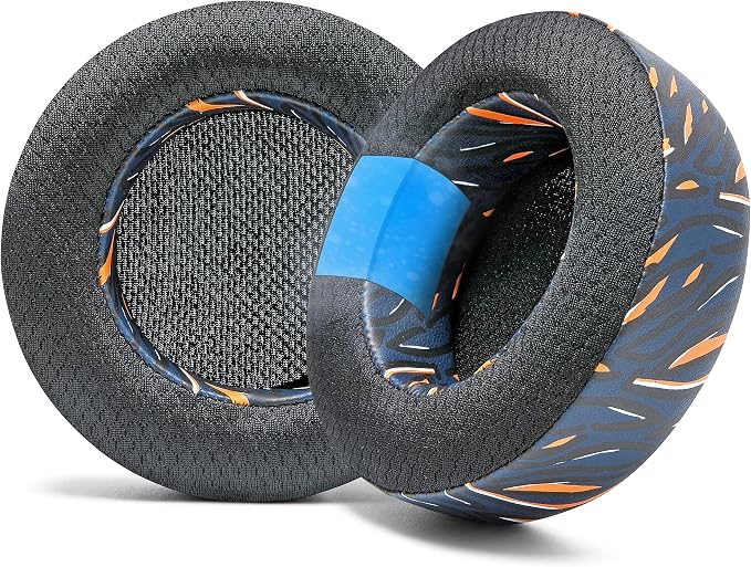WC Freeze Virtuoso - Hybrid Fabric Cooling Gel Replacement Earpads for Corsair Virtuoso Gaming Headset, Made by Wicked Cushions, Improved Durability, Thickness and Sound Isolation |Navy Tiger