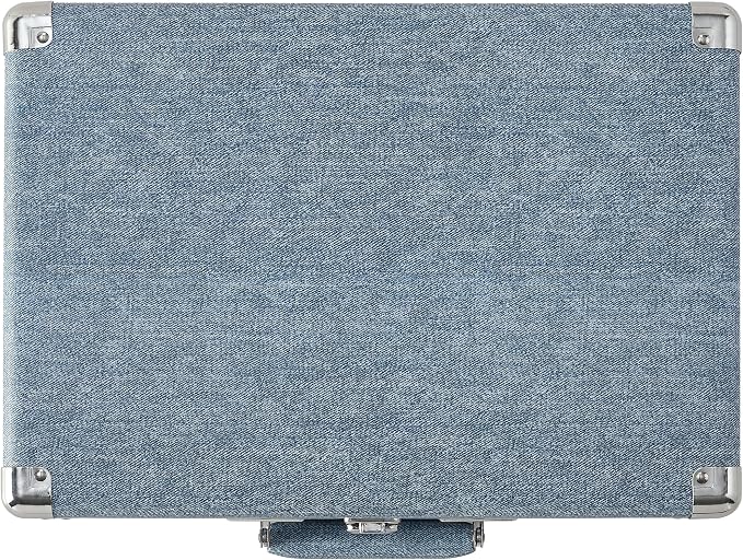 Crosley CR8005F-WD Cruiser Plus Vintage 3-Speed Bluetooth in/Out Suitcase Vinyl Record Player Turntable with Built-in Speakers, Washed Denim