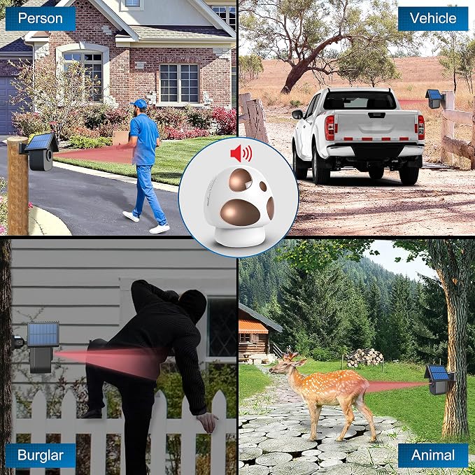 HTZSAFE 1/2 Mile Long Range Solar Driveway Alarm - Outdoor Weatherproof Wireless Motion Sensor&Detector- Portable Receiver Has Long Last Backup Battery - DIY Security System- 1 Receiver + 3 Sensors