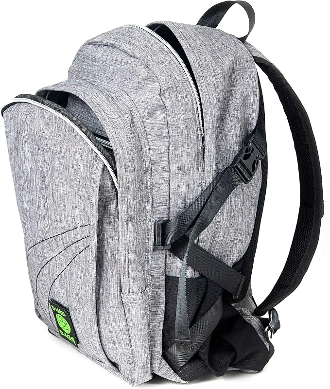 Dime Bags Backpack For Travel & School, Durable Hempster Material, 9 Storage Compartments & 2 Side Bottle Pockets, Fits 17” Laptop, Adjustable Padded Straps, Hidden Internal Pocket (Stone) ﻿﻿