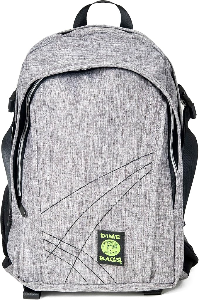 Dime Bags Backpack For Travel & School, Durable Hempster Material, 9 Storage Compartments & 2 Side Bottle Pockets, Fits 17” Laptop, Adjustable Padded Straps, Hidden Internal Pocket (Stone) ﻿﻿