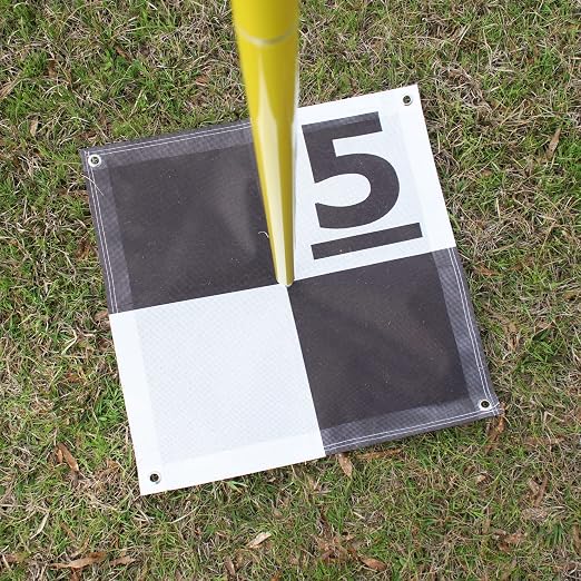 Sky High Bull's-Eye Drone Ground Control Point GCP - UAV Aerial Target for Mapping & Surveying (10 Pack) | Center Eyelet Numbered 0-9 (Black/White Markers) | Pix4D & DroneDeploy Compatible
