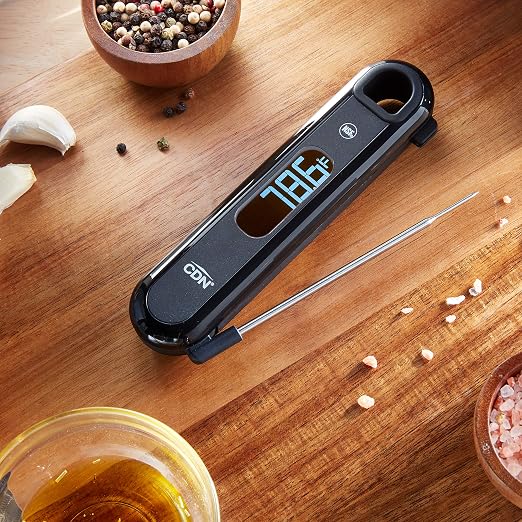 CDN DTF572 ProAccurate® Digital Thermometer - Folding Thermocouple Thermometer - Backlit Easy to Read Display - Stainless Steel Thin Tip Probe, Black