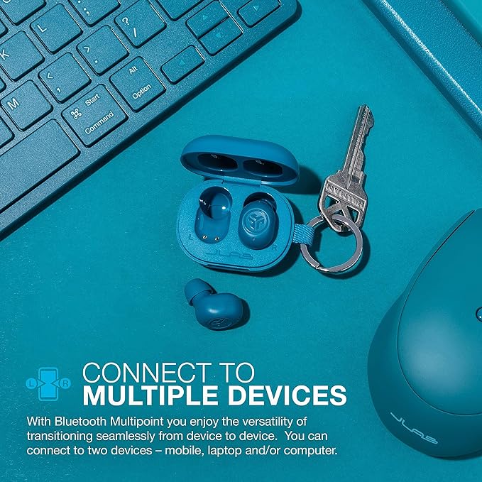 JLab JBuds Mini, True Wireless Earbuds, Bluetooth Multipoint, IP55 Sweat Resistant, Be Aware Audio, Teal